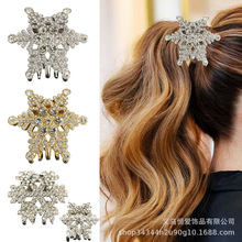 跨境雪花发夹秋冬侧边夹圣诞节刘海夹抓夹新年水钻发卡子发饰头饰