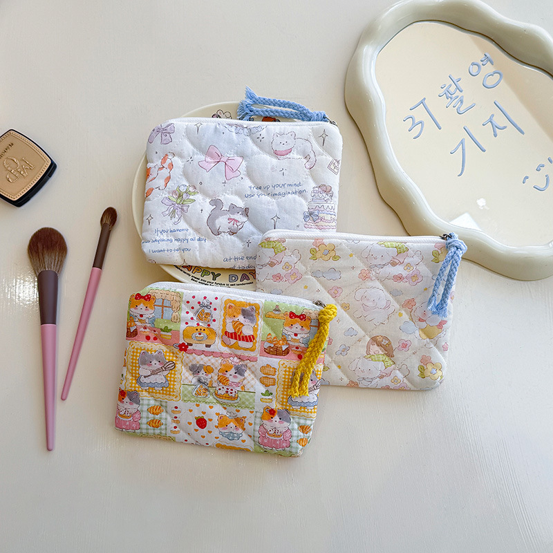 Cartoon Quilted Quilted Cosmetic Bag Small Items Storage Bag Clutch Bag Coin Purse Storage Bag Mini Storage Bag