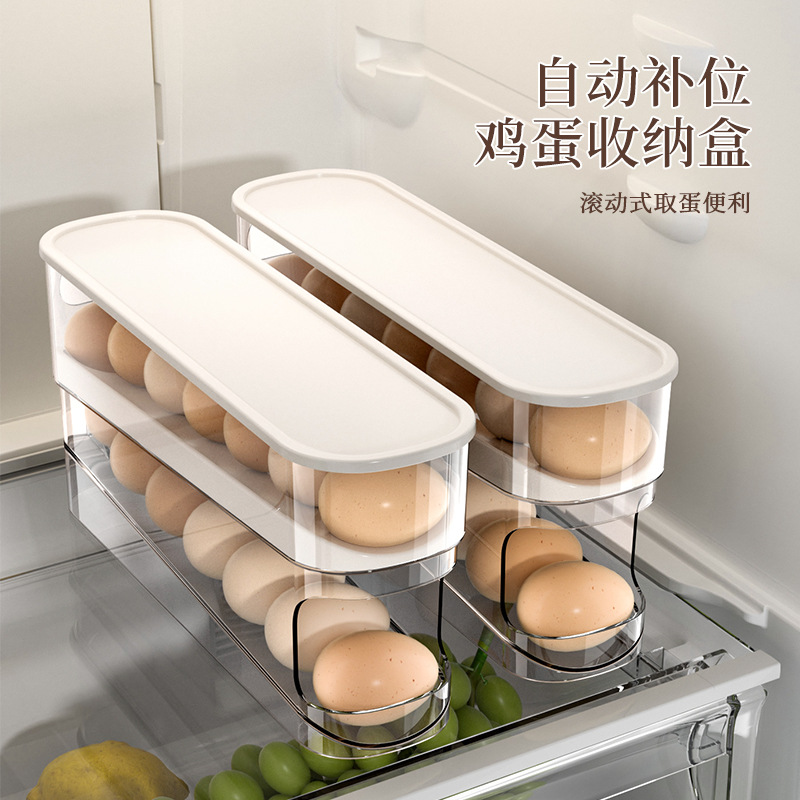 Egg carton storage food-grade rolling egg rack for refrigerator…