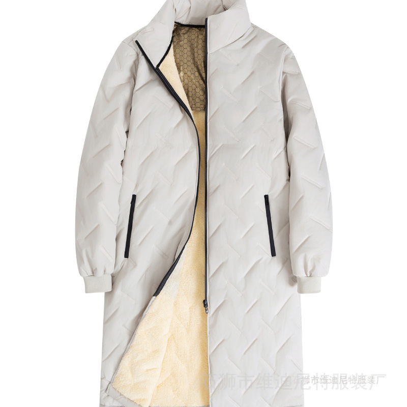 Cross-Border European Size Lamb Velvet Mid-Length Cotton Coat Men's Cotton Coat Winter Fleece-Lined Jacket Warm Jacket Ultrasonic Style Cross-Border European Size Lamb Velvet Mid-Length Cotton Coat Men's Cotton Coat Winter Fleece-Lined Jacket Warm Jacket Ultrasonic Style
