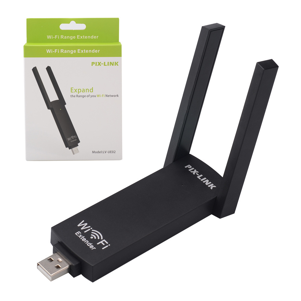 WiFi信号放大器USB无线中继器 迷你便携双天线无线路由扩展器UE02