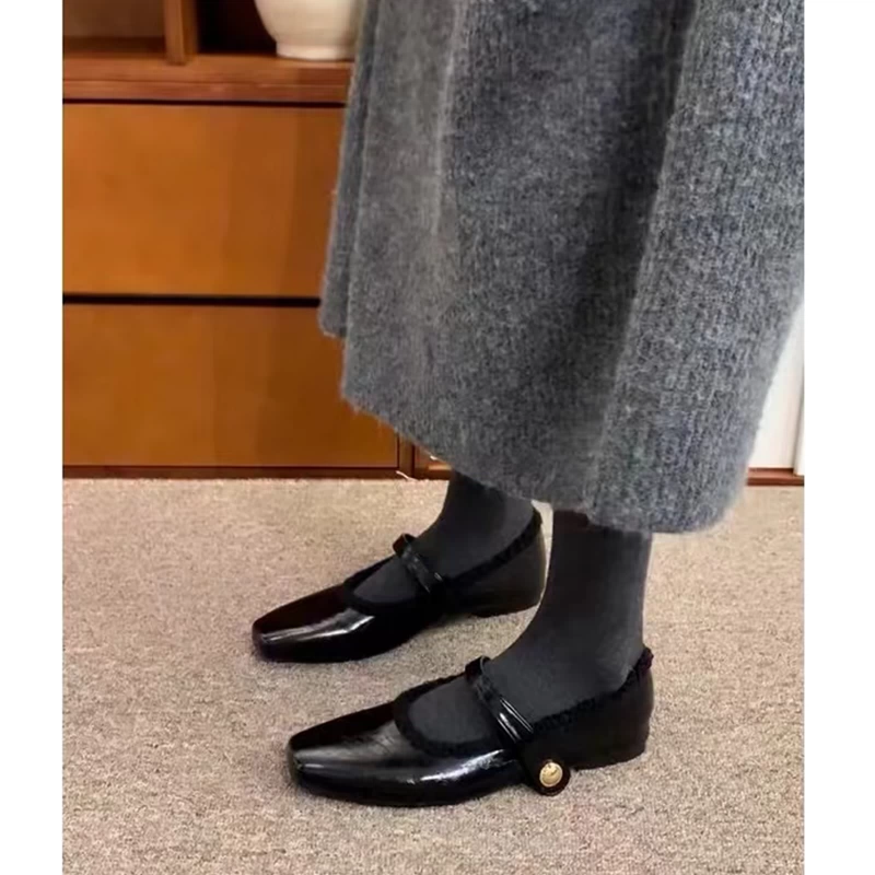 Овчинная версия ретро Мэри Джейн обувь женская квадратная голова плюс плюшевая теплая шерстяная хлопчатобумажная обувь плоская поздняя ночь обувь женская