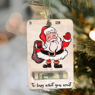 Christmas gift Santa Claus Christmas wallet wallet pendant Christmas tree decorations Amazon tag gift