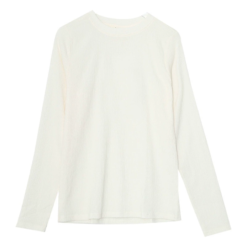 W1073 Сюань Чен пухлая Корейская пригородная Базовая рубашка с наборной текстурой, новинка осень, облегающий живот, Приталенный топ с длинными рукавами