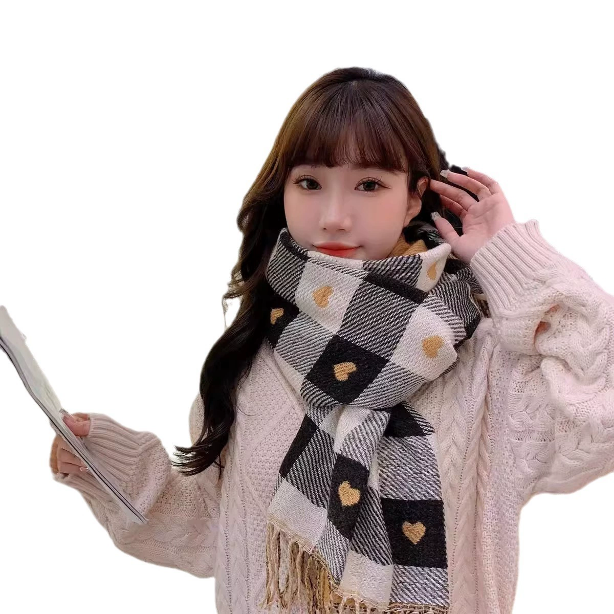 Demi-season scarf, keep warm elite knitted cloak, high-end