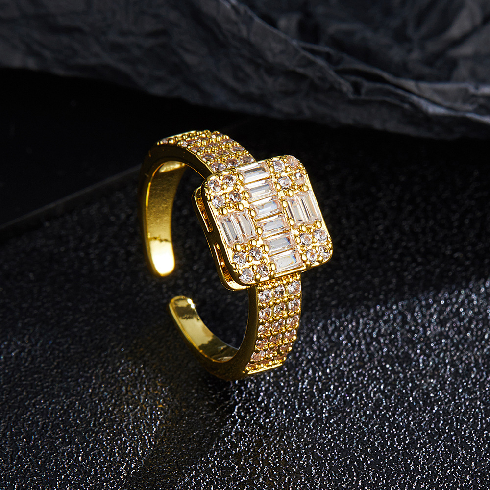 Fashionable Hip Hop Open T Square Zircon High Grade Light Luxury Geometry Ring Fashion Jewelry_voghion.com