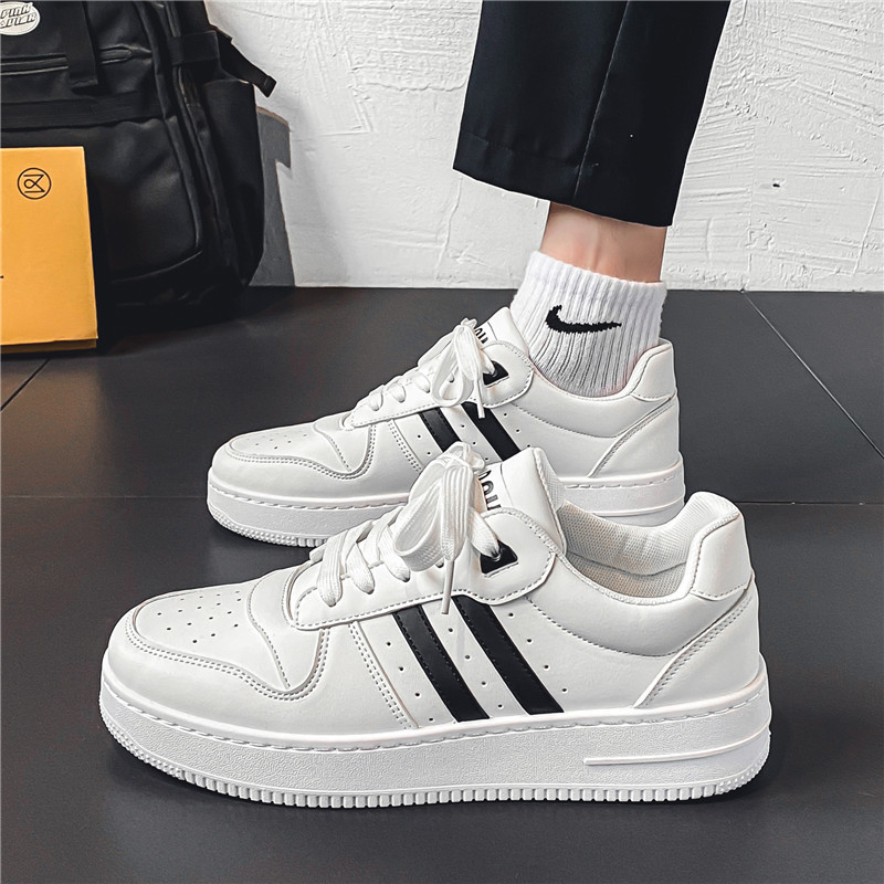 Zapatillas de deporte para hombres otoño nuevo cuero transpirable deportes zapatos casuales zapatos blancos de moda a juego para adolescentes y estudiantes