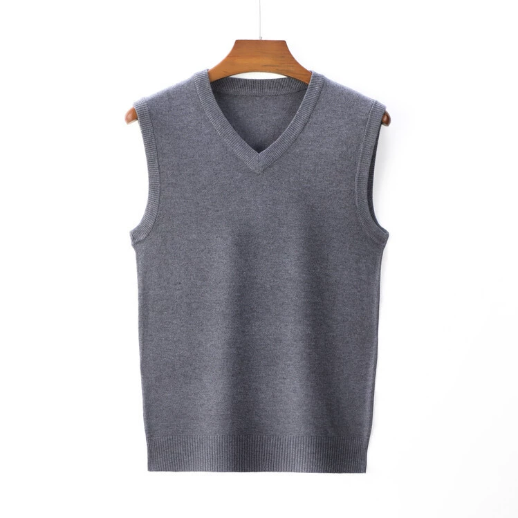 V-образный воротник новый средний возраст шерстяной жилет джентльмен мужской вязаный жилет бизнес вязаный свитер без рукавов мужчина