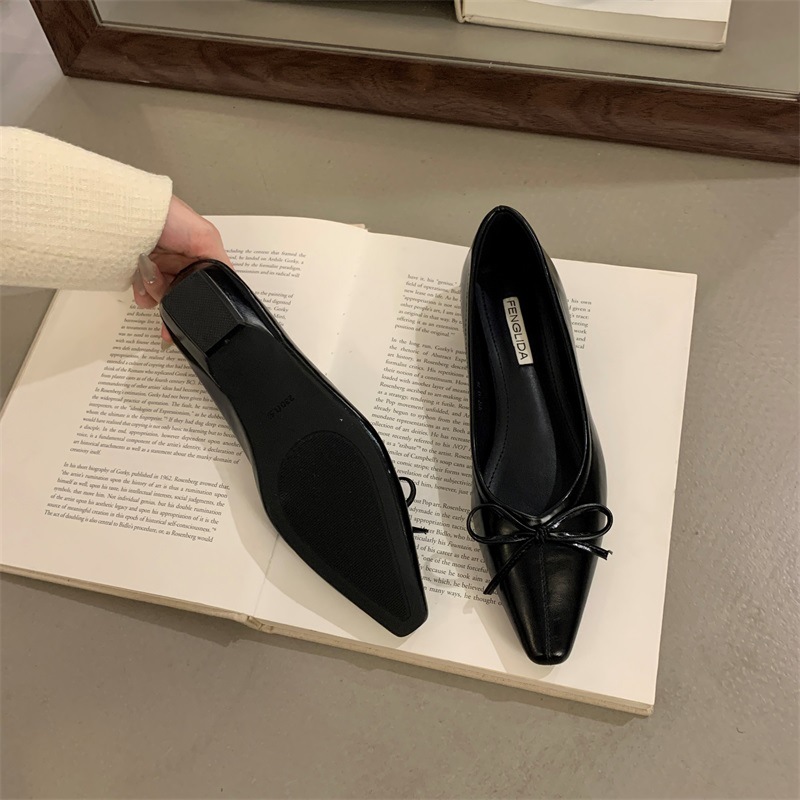 French Style Flats Small Fragrant Style Flats for Women 2025 Spring & Fall New Style Bow Flats Bottom Elegant Soft Sole Work Shoes