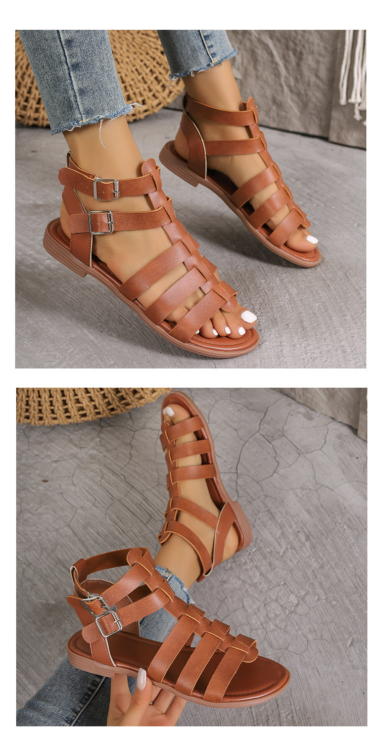 Women's Roman Style Solid Color Round Toe Roman Sandals display picture 29