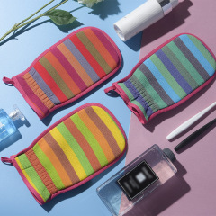 澡巾批發 植物絲雙面磨砂搓澡巾彩條韓式沐浴用品洗澡巾搓泥手套