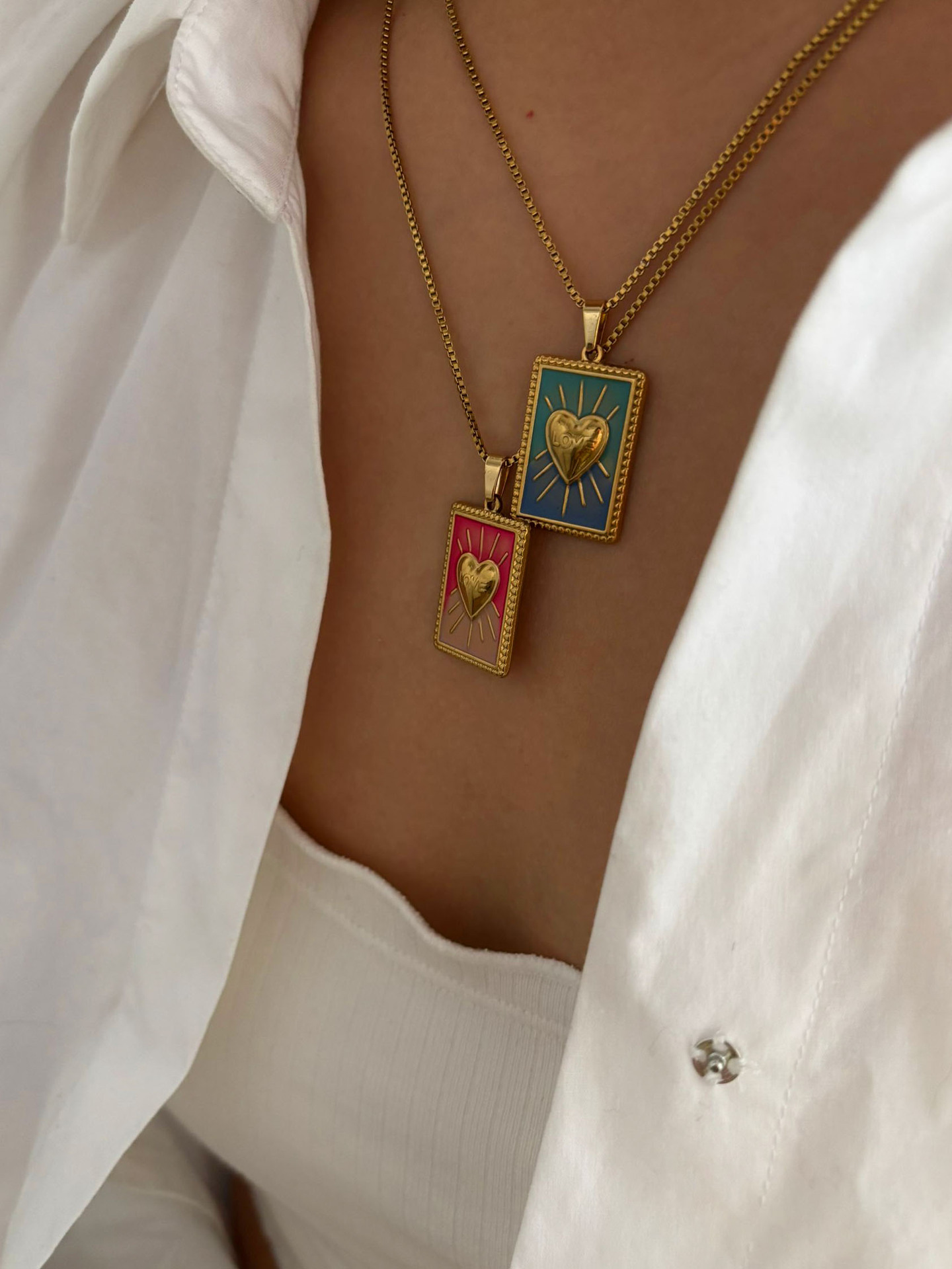 Wholesale Jewelry Vintage Style Astrology  Heart Shape 316L Stainless Steel  Box Chain Pendant Necklace display picture 3