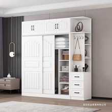 实木欧式推拉门衣柜家用卧室移门收纳柜简易经济实木衣柜厂家直销
