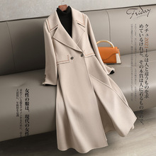 高端欧美流行秋冬羊毛呢外套 2025新款中长款宽松双面羊绒大衣女