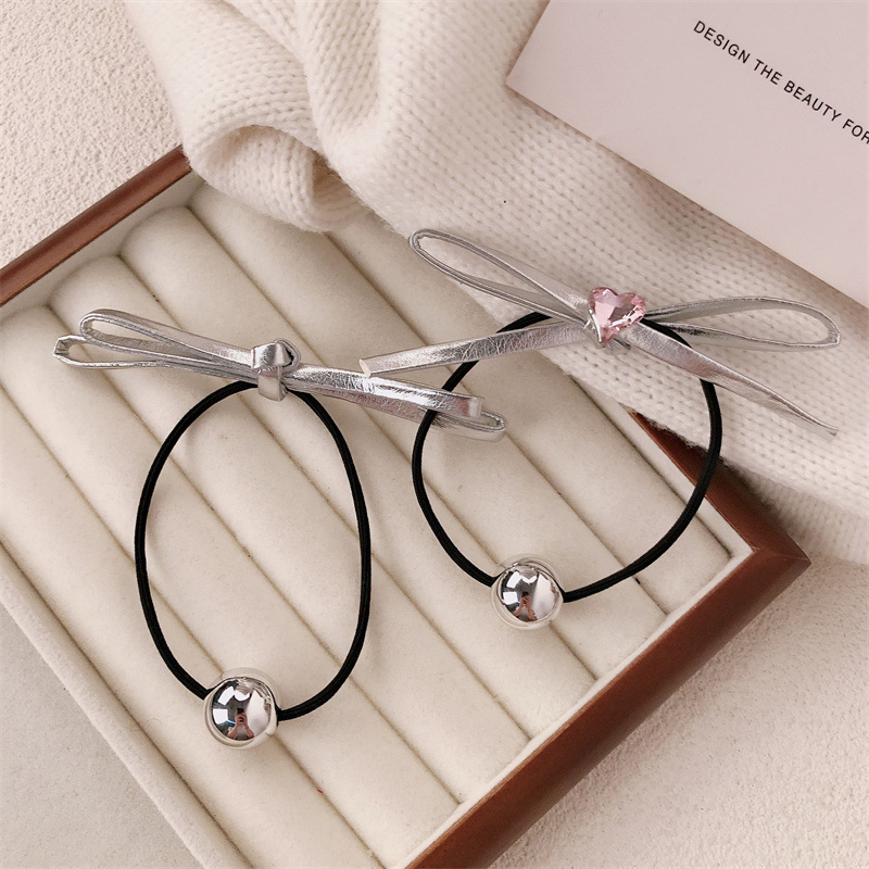 Dulce excepcional ~ alta sensación de arco plateado anillo de cabello simple para mujeres 2024 nuevo cuerdas de cabello de correa