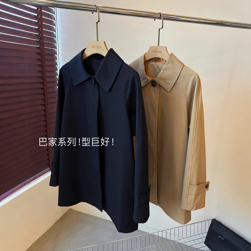 Hejia Cabinet 6K British Old Money Style Retro Mid-length Women's Windbreaker Spring New Windbreaker Coat Women