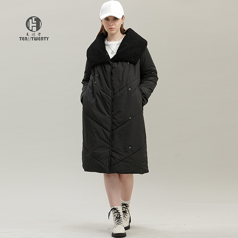 Chaqueta de Algodón de Longitud Media para Mujer de Fibra de Poliéster para Invierno