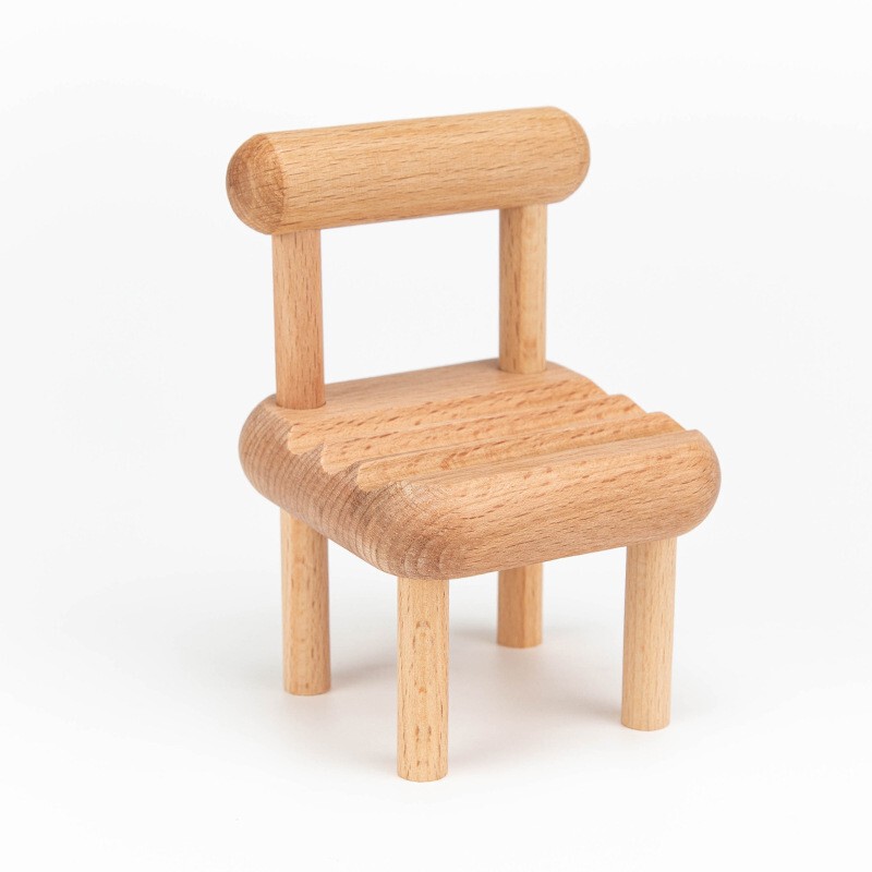 Solid Wood Stool Mobile Phone Bracket Mini Desktop Base Mobile Phone Ornaments Wooden Mobile Phone Lazy Stand