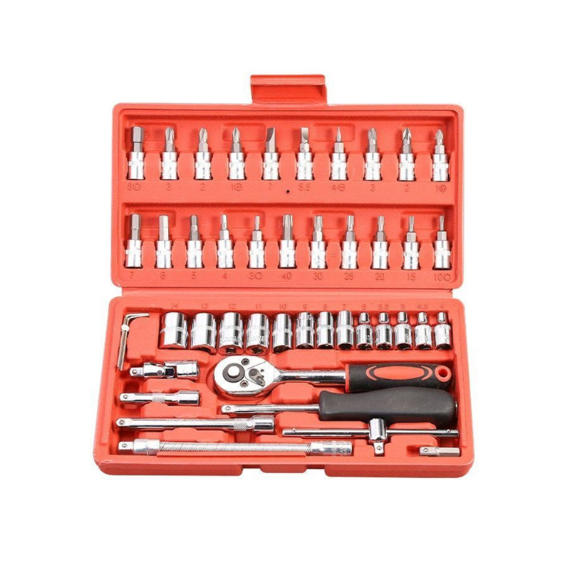 Customizado 46 piezas de herramientas de parche de automóvil destornillador de trinquete hexagonal llave pequeña manga conjunto completo de combinación flying