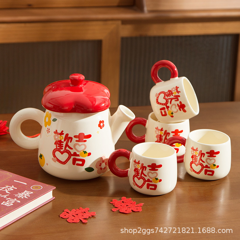 Teapot, ceramic tea set, gift box, Birthday gift