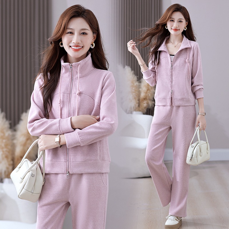 Sports Suit Women's Spring & Fall 2025 New Fashionable Casual Wear Lapel Sweatshirt Cardigan Early Autumn Running Two-Piece Set