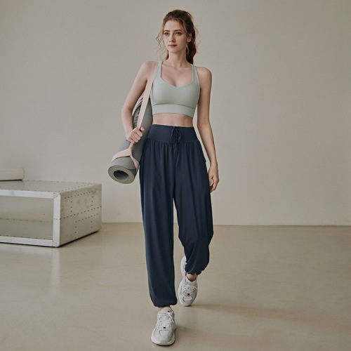 Loose-fitting women's autumn sports pants: professional running & fitness high-waisted casual drawstring sweatpants with elastic waist, perfect for yoga and summer wear