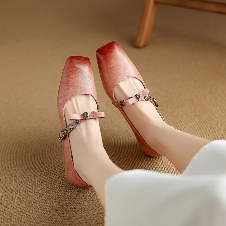 Scarpe donna mary jane con tacco basso stile francese comode_voghion.com