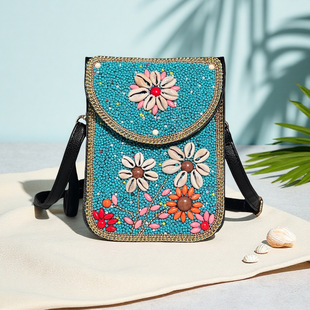 Bohemian Women's Mobile Phone Bag Xinjiang Inner Mongolia Yunnan Tourist Souvenirs Retro Heavy Industry Rice Bead Shoulder Bag