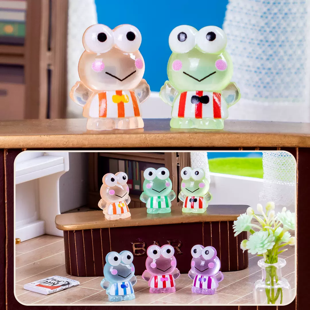 微缩娃娃屋卡通大眼青蛙迷你小动物 diy树脂工艺装饰品萌粒小摆件