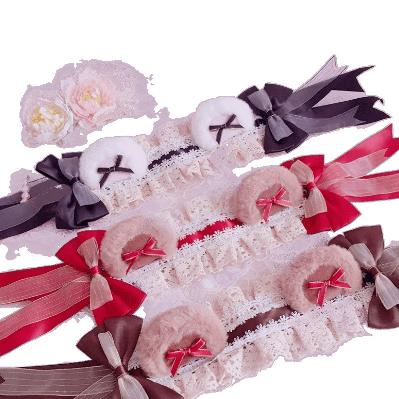 Hair accessory pearl, headband with bow, Lolita style, DIY