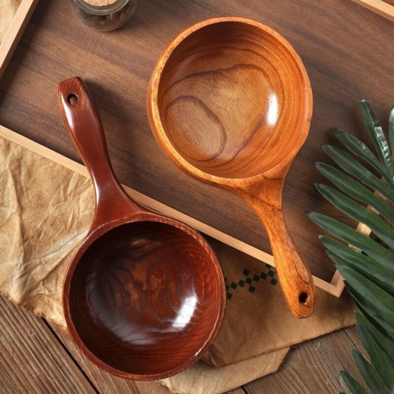 Large Capacity Wooden Ladle for Home Use, Traditional Kitchen Bath Ladle, Wooden Scoop for Bathing
