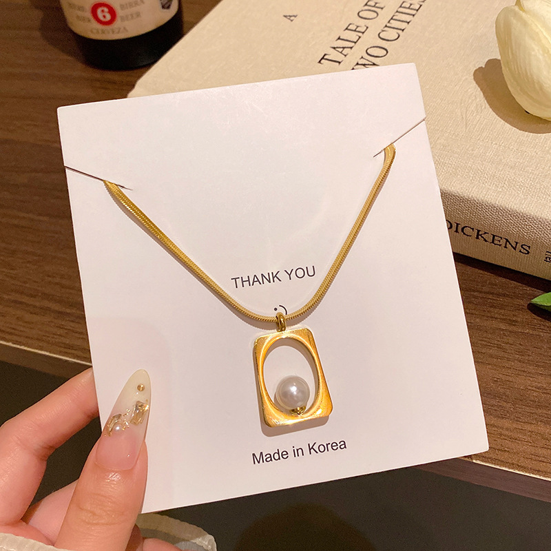 18K金通体钛钢项链轻奢小众高级感简约百搭气质几何形锁骨链颈链|undefined