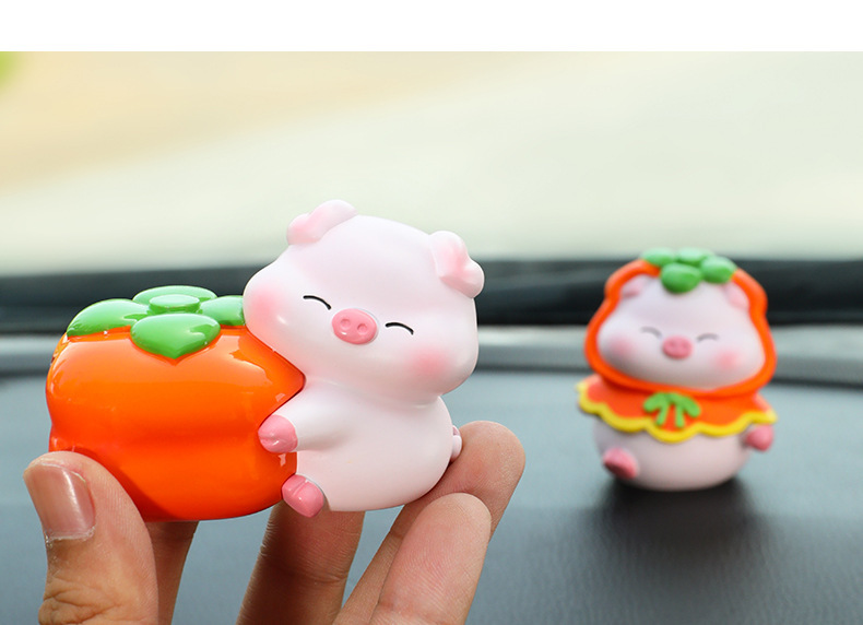 Cartoon Cute Persimmon Pig Car Ornament Creative Center Console Decoration Dropshipping Available