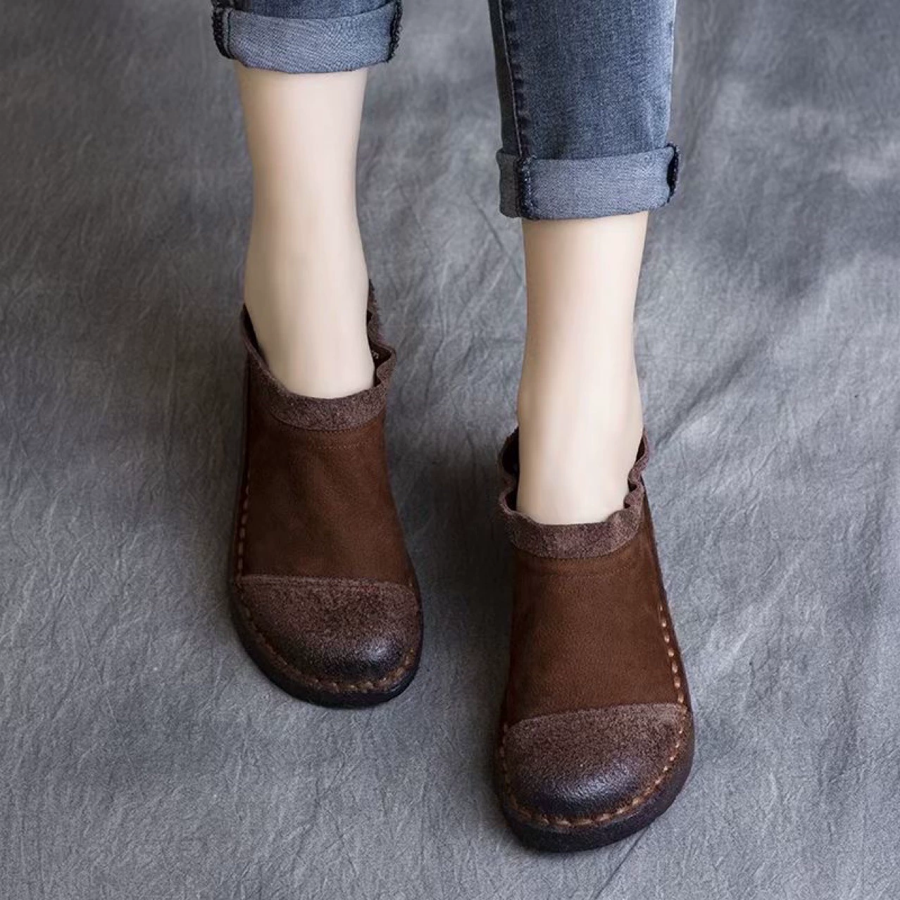Winter leather comfortable keep warm non-slip shoes indoor