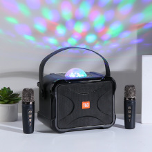 新款tg543dk家庭ktv无线蓝牙音箱一体手持双麦话筒炫彩卡拉ok礼品
