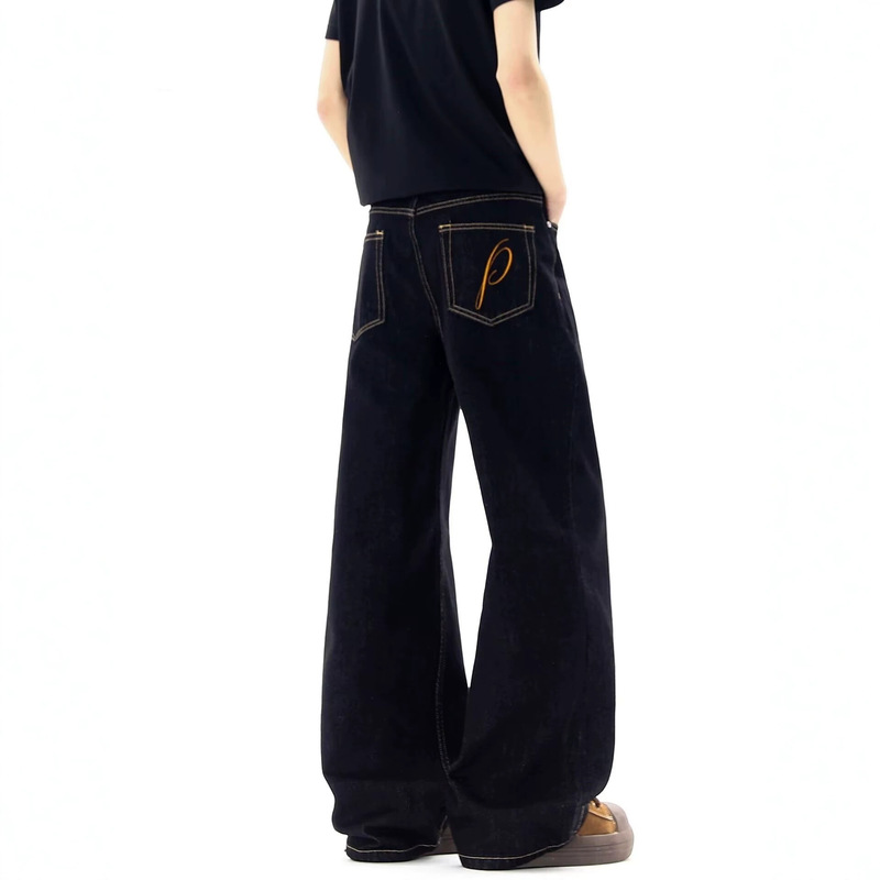 American Retro Denim Jeans for Men, New High Street Fashion Brand, Loose Cleanfit Straight Wide-Leg Pants for Men