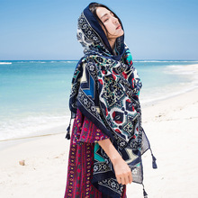 民族风围巾沙滩巾沙滩丝巾防晒超大夏季海边纱巾大披肩女百搭长款