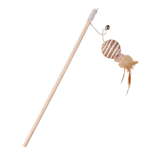 Cotton numb cat teaser long pole cat teaser pole handheld interactive self-pleasure with bell feather cat toy cat supplies