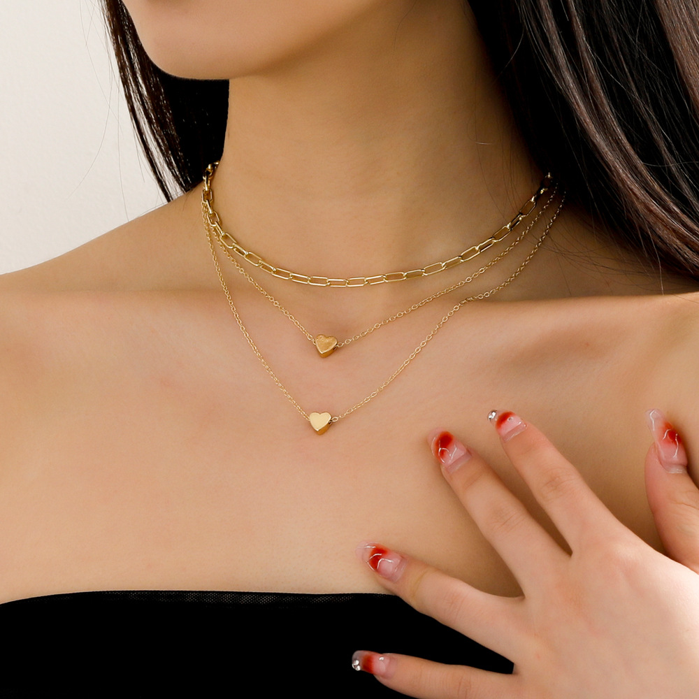 Simple Style Heart Shape Copper Necklace Layered Copper Necklaces
