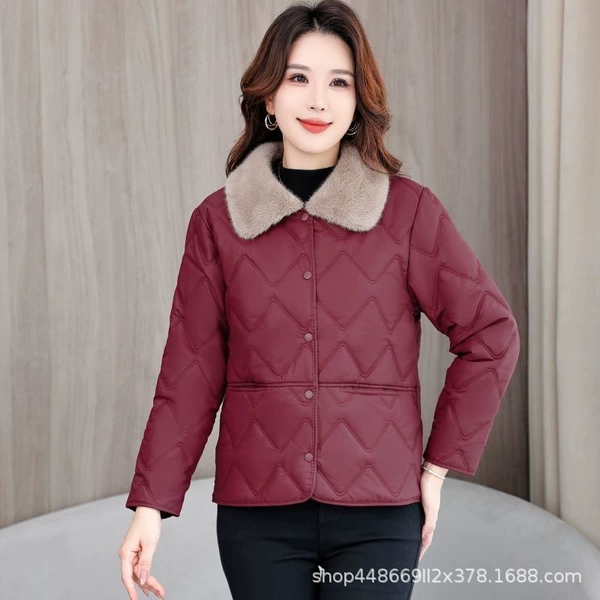 Burgundy/fur collar coat