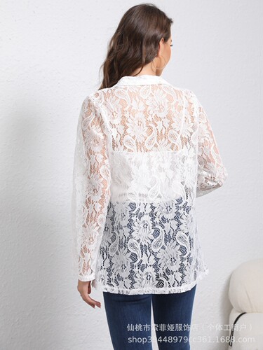 Stylish White Ruffled Blazer with Lace Splicing, Chic Women's Elegant Fashion Outerwear Jacket