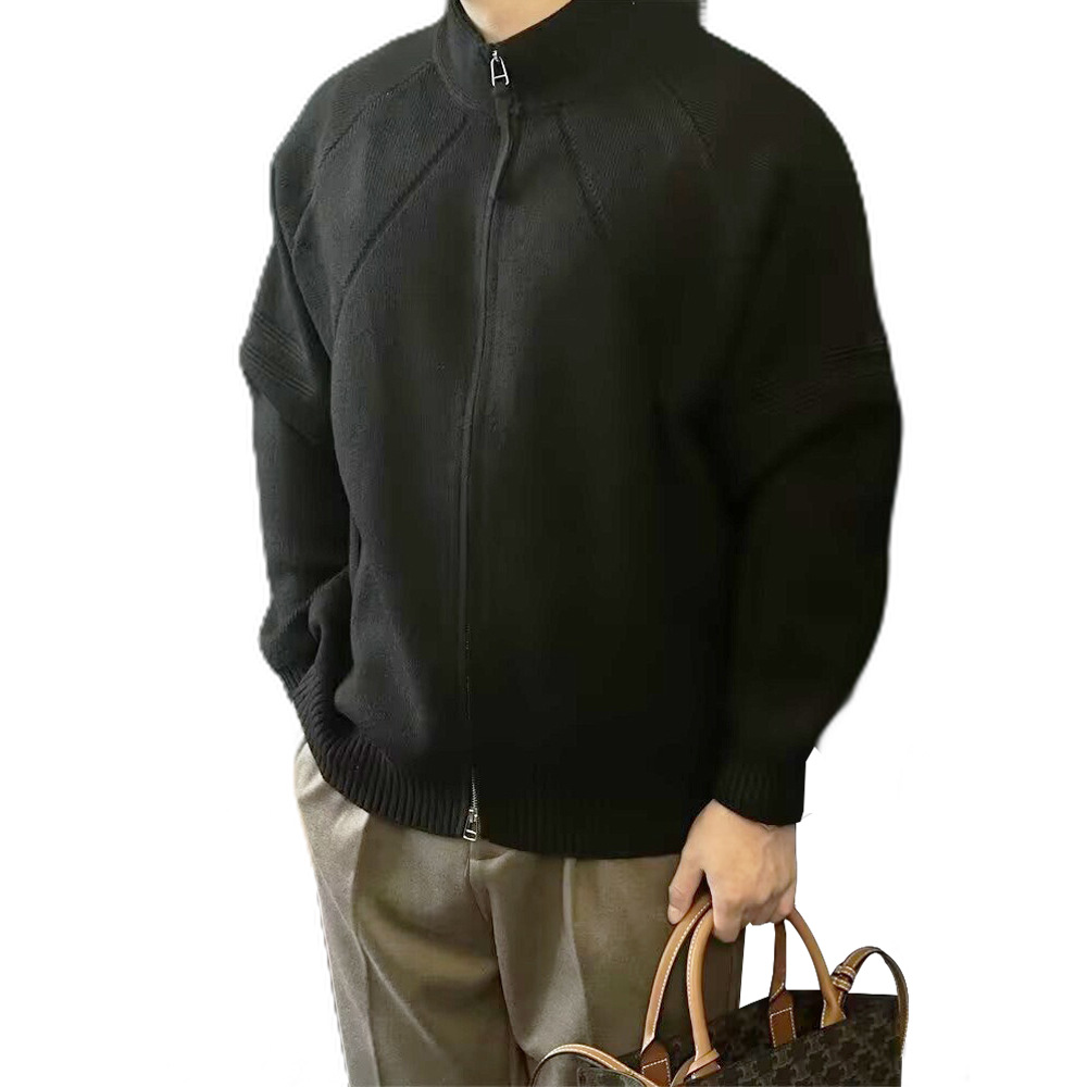 Explosiones transfronterizas de tamaño europeo suéter de cremallera doble chaqueta cardigans chaqueta suéter de punto fábrica de negocios al por mayor