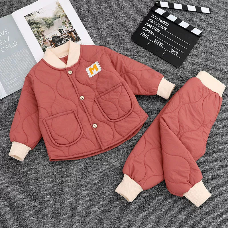 Children's demi-season down jacket, set for men and women girl's, trousers, travel homewear