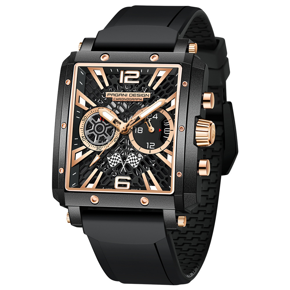 Bojiani Pagani PD1725 Reloj para hombre de acero inoxidable de moda multifuncional impermeable luminoso cuarzo reloj deportivo