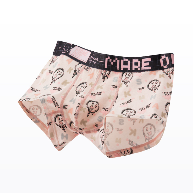 New Cotton Printed Men's Underwear Wholesale Boxer Briefs Pure Cotton Four-Corner Briefs Mid-Waist Breathable Briefs for Teenagers