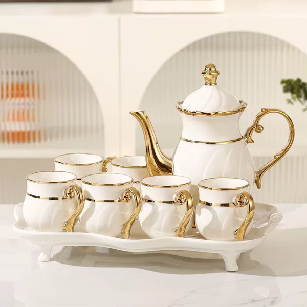 White Swan 1 pot 6 cups 1 lotus leaf plate gift box with legs