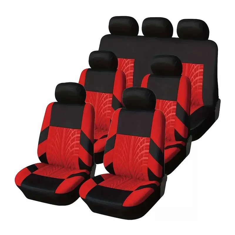 Cross-Border Hot-Selling Elastic Fabric Tire Pattern Press-Stitched Seven-Seater Car Seat Cover 13-Piece Set Seat Cushion