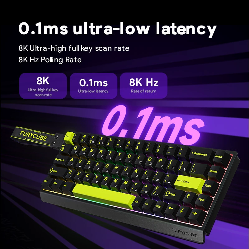 Механическая клавиатура FURYCUBE M68HE, 68 клавиш, проводная RGB, магнитные переключатели Pro