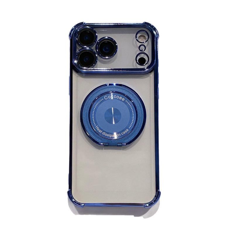 适用iPhone17PROMAX手机壳金属旋转支架磁吸苹果16气囊四角防摔硬|undefined