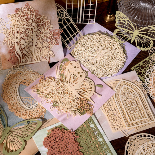 Momo Material Paper Lace Melody Series Vintage Embossed Pattern Collage DIY Journal Base Decoration 6 Styles